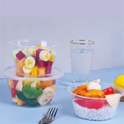 وعاء حساء مغطى بشريط بلاستيكي سميك وشفاف